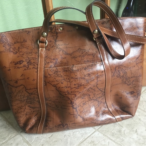 New! Patricia Nash Benvenuto Leather Signature Map Tote Bag - Picture 3 of 13